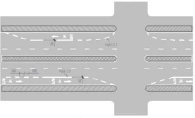 Biển báo 2.3 - Vạch trên chướng ngại vật (cả hai hướng)